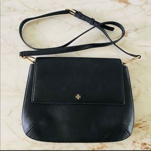Tory Burch Solid Black Pebblegrain Leather Crossbody